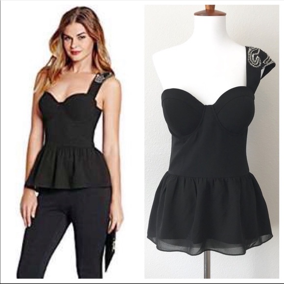 New guess one shoulder beaded embellished top - Picture 1 of 8